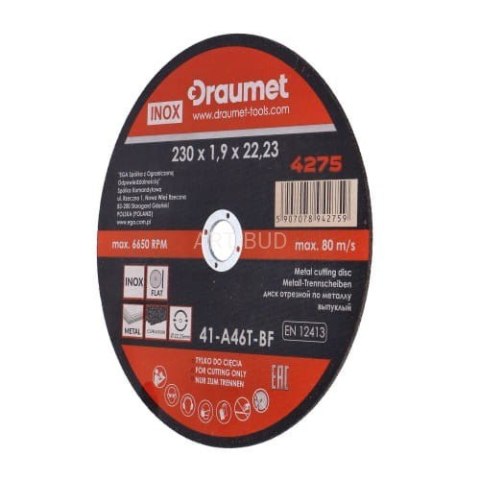 Tarcza do cięcia metalu INOX 230 x 1,9 Draumet Tarcza do cięcia metalu INOX 230 x 1,9 Draumet